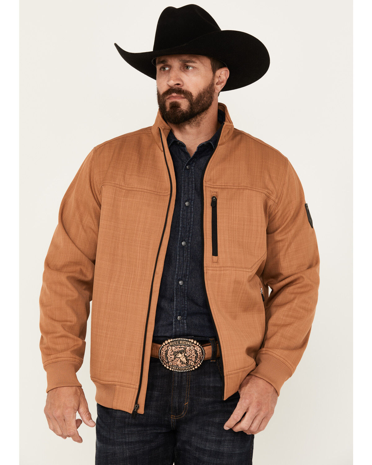 Image #1 - RANK 45® Men's Coolville Bomber Softshell Jacket - Big, Lt Brown, hi-res