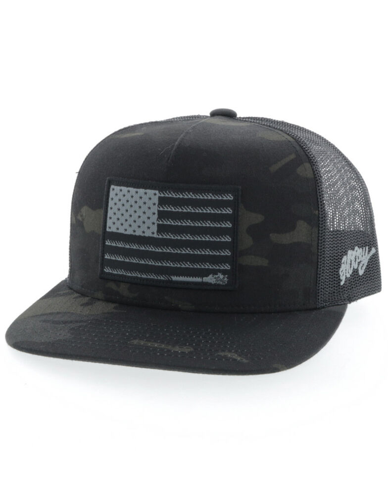 Hooey Boys' Camo Liberty Roper Flag Mesh Ball Cap , Camouflage, hi-res