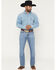 Image #1 - Cinch Men's Light Wash Ian Slim Bootcut Performance Stretch Denim Jeans, Indigo, hi-res