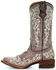 Corral Girls' Crater Bone Embroidered Western Boots - Broad Square Toe, Brown, hi-res