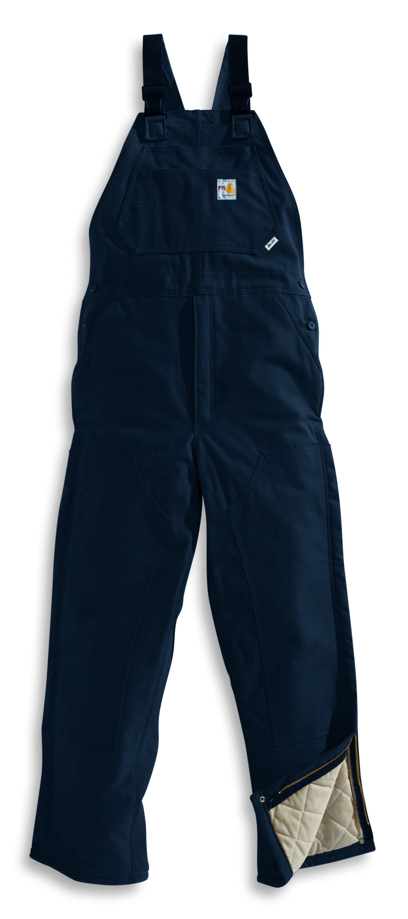 Carhartt Men's FR Duck Quilt-Lined Bib Overalls - Big & Tall, Navy, hi-res