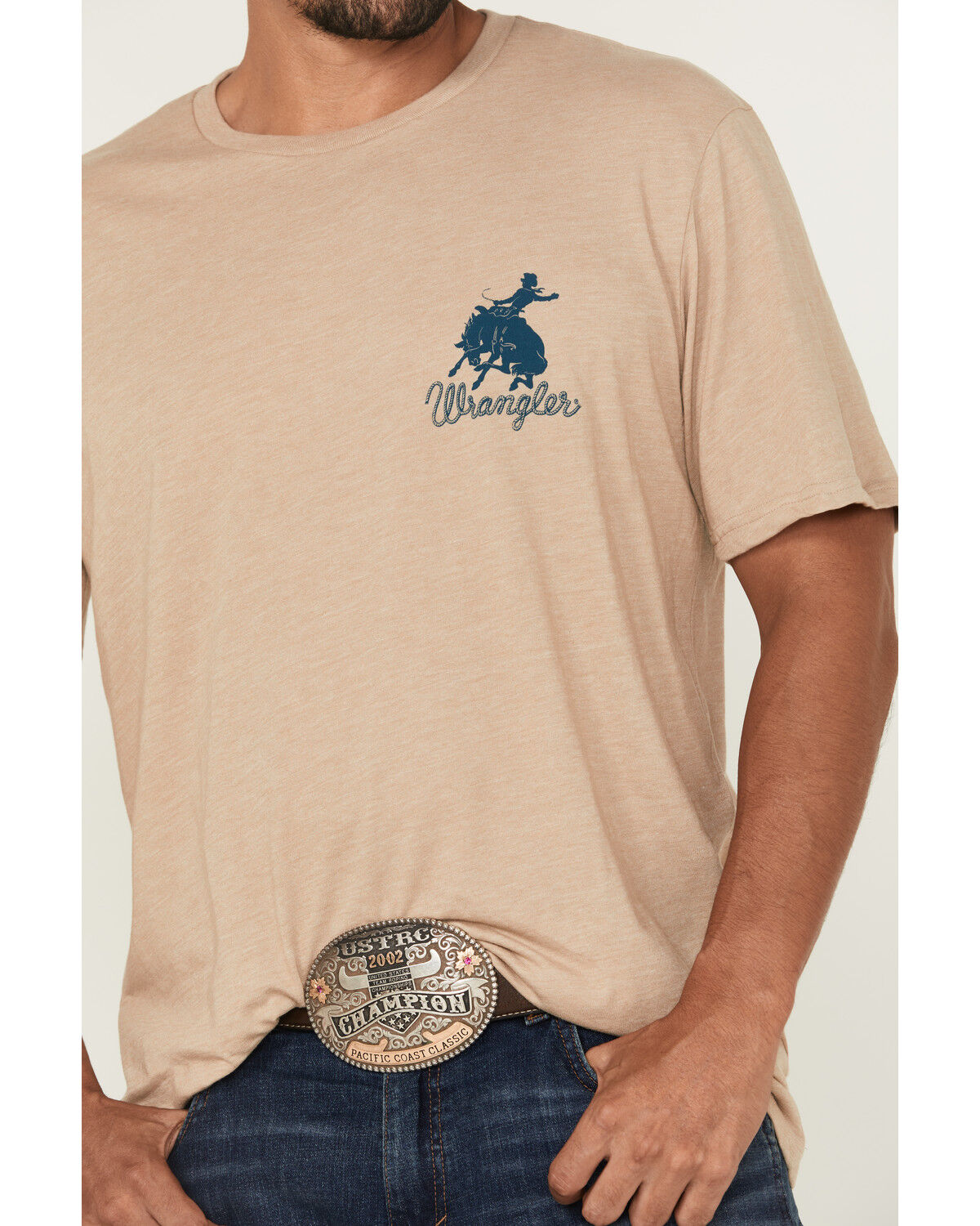 Image #3 - Wrangler Men's Vivian Los Vaqueros Short Sleeve Graphic T-Shirt, Tan, hi-res