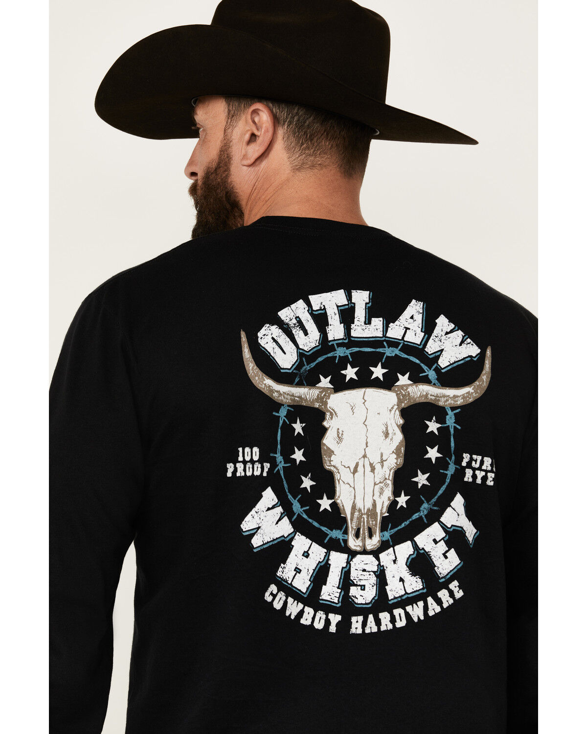 Image #4 - Cowboy Hardware Men's Outlaw Whiskey Long Sleeve Graphic T-Shirt, Black, hi-res