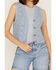 Cleo + Wolf Women's Cropped Knit Sweater Vest, Steel Blue, hi-res