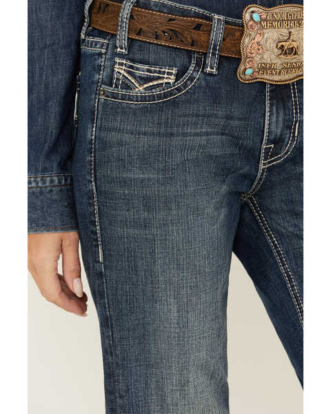 Image #4 - Rock & Roll Denim Women's Medium Wash Mid Rise Embroidered Pocket Bootcut Stretch Denim Jeans , Medium Wash, hi-res