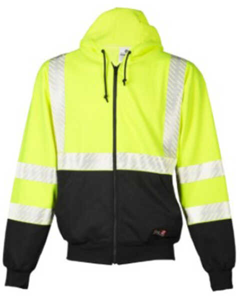 Kishigo Men's FR Hi-Vis Zip-Front Hooded Work Jacket, Bright Green, hi-res