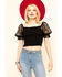 Image #1 - Jealous Tomato Women's Smocked Top, Black, hi-res