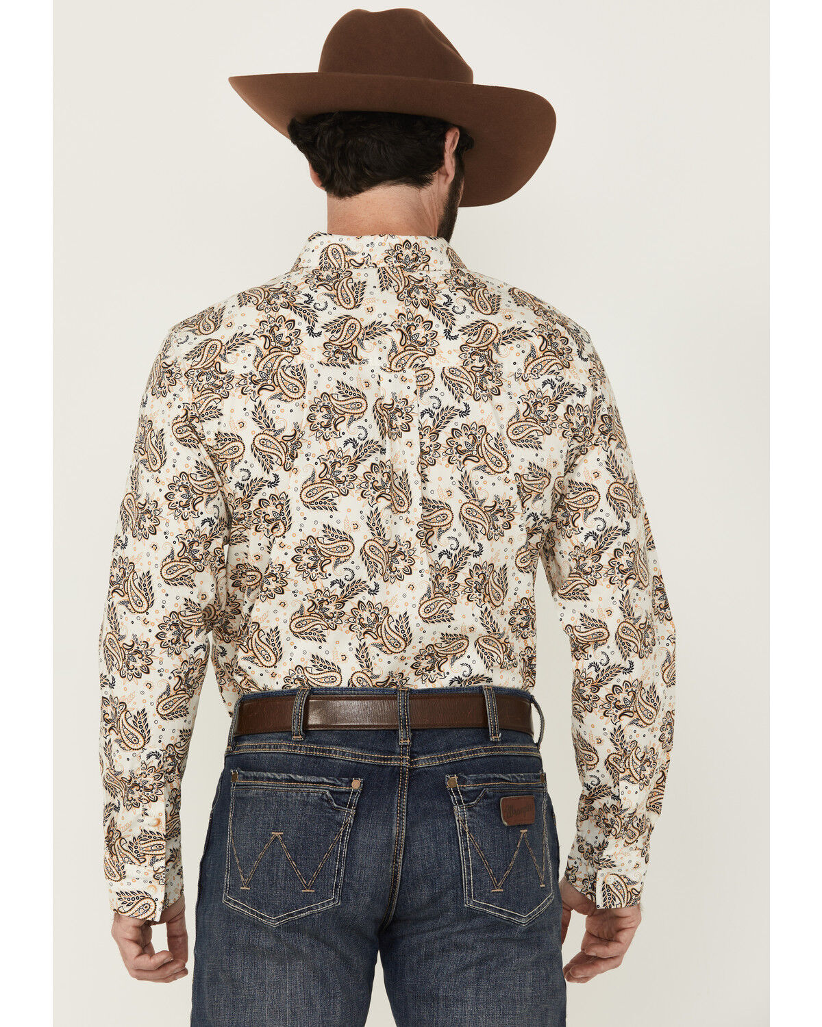 Image #4 - Cody James Men's Kendall Paisley Print Long Sleeve Button-Down Stretch Western Shirt, Tan, hi-res