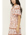 Wild Moss Women's Floral Border Print Short Sleeve Dress, Pink, hi-res
