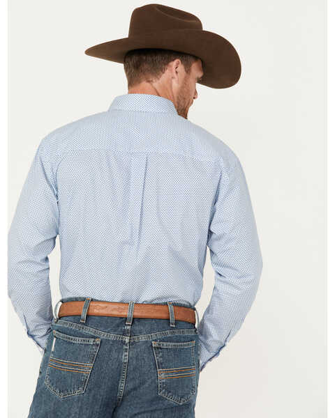 Image #4 - George Strait by Wrangler Men's Geo Print Long Sleeve Button-Down Western Shirt, Blue, hi-res