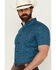 Image #2 - RANK 45® Men's Interlock Plains Abstract Geo Print Short Sleeve Button-Down Stretch Western Shirt , Medium Blue, hi-res