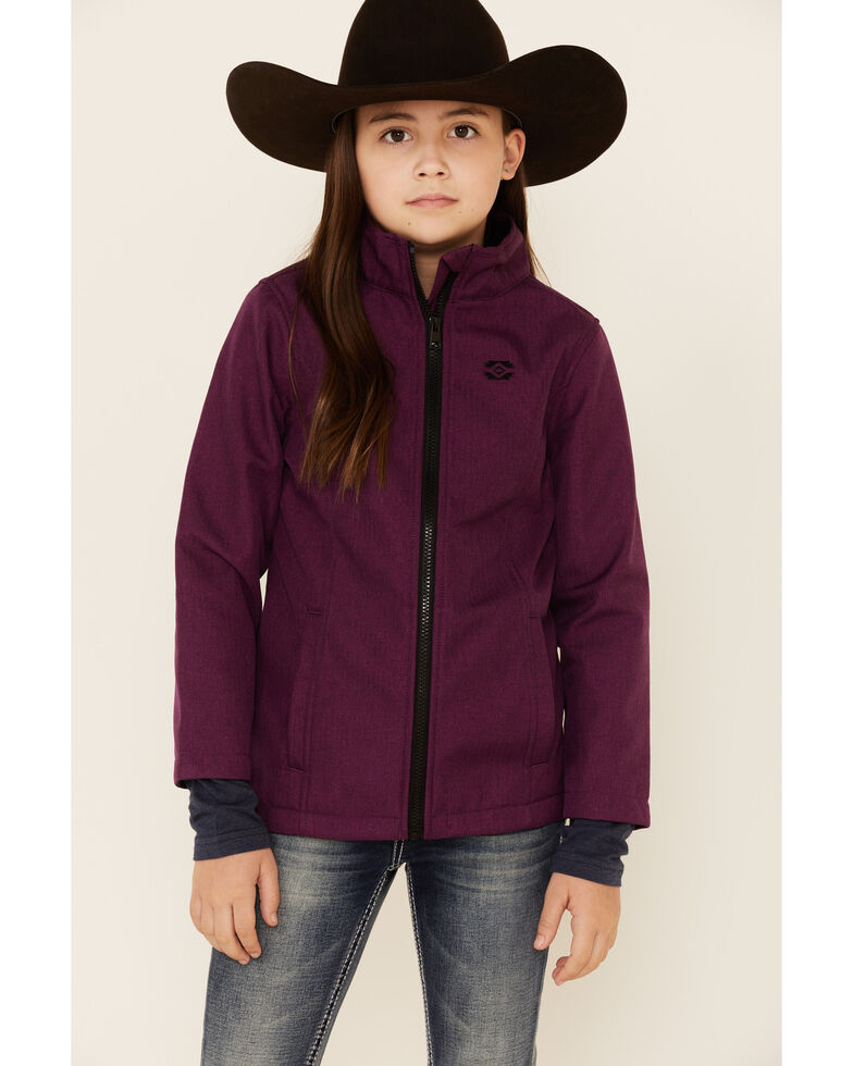 Cruel Girl Girls' Solid Purple Bonded Softshell Zip-Front Jacket , Purple, hi-res