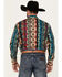 Wrangler Men's Checotah Southwestern Print Long Sleeve Pearl Snap Western Shirt, Multi, hi-res