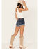 Image #3 - Shyanne Women's Double Barrel Dark Wash High Rise Shorts, Dark Wash, hi-res