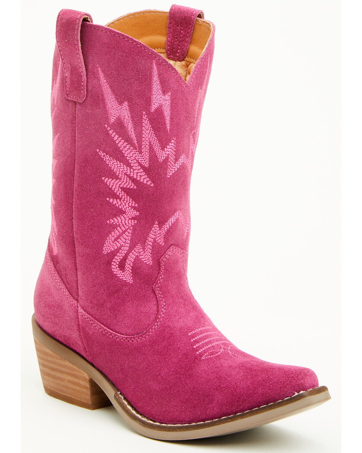 Dingo Girls' Thunder Road Suede Western Boots - Snip Toe, Pink, hi-res