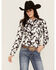 Image #1 - Cowgirl Hardware Women's Cow Print Snap Long Sleeve Western Shirt , Brown, hi-res