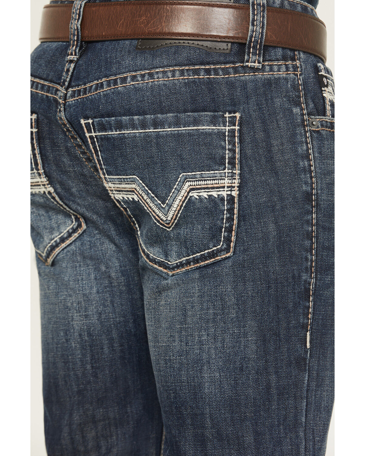 Image #4 - Rock & Roll Denim Men's Pistol Dark Wash Stackable Bootcut Rigid Denim Jeans, Dark Wash, hi-res