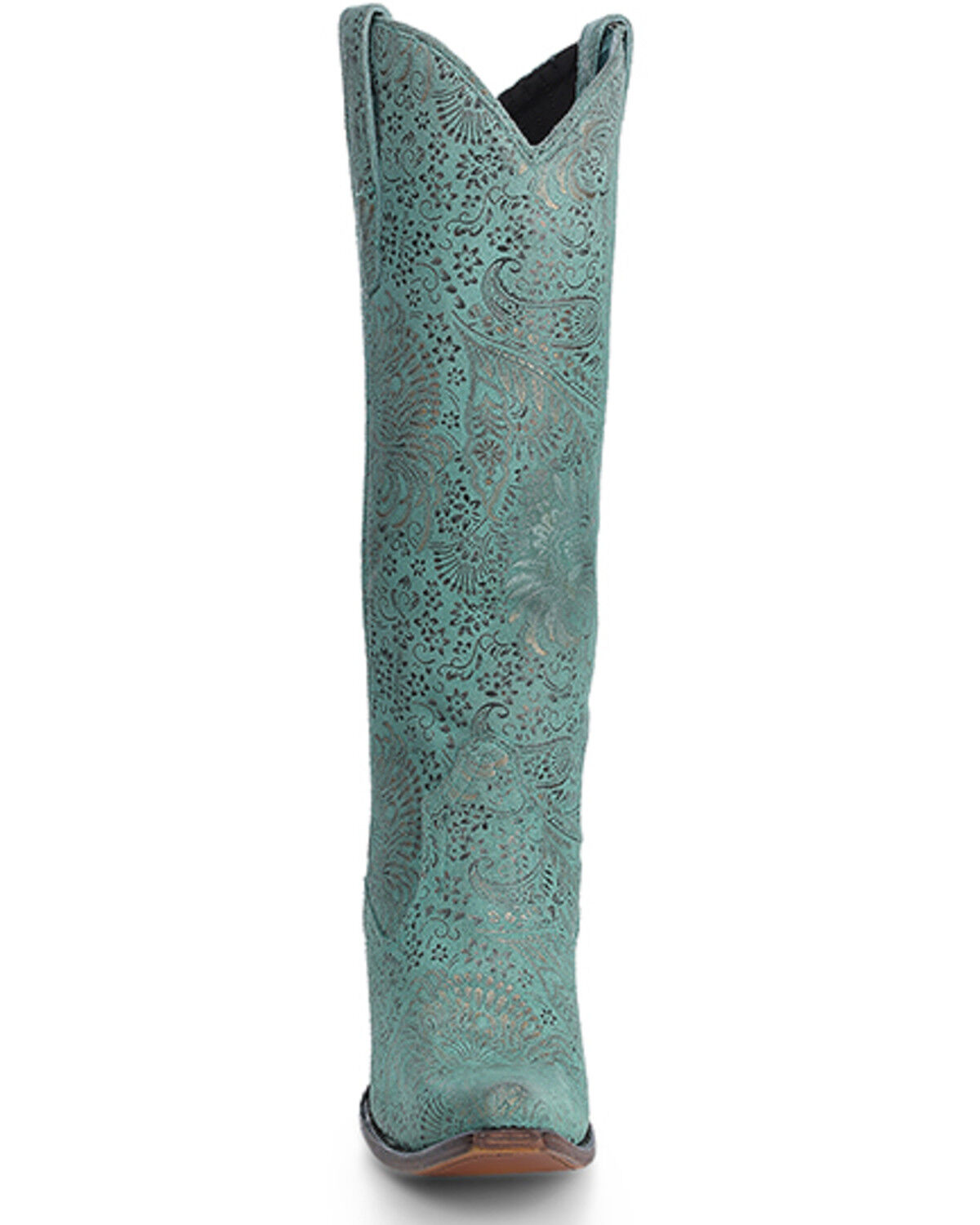 Image #3 - Corral Women's Floral Stamped Tall Western Boots - Snip Toe, Turquoise, hi-res