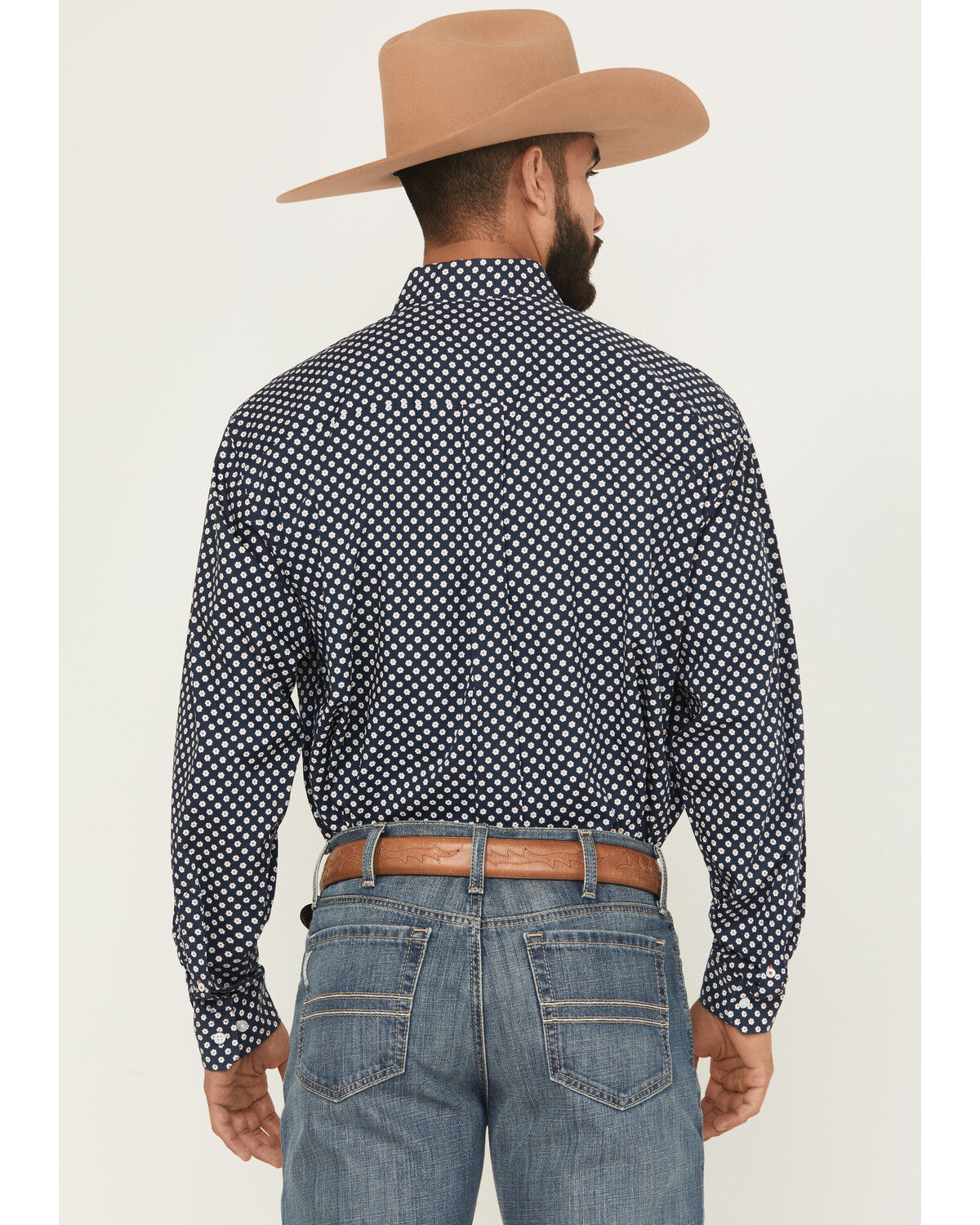 Image #4 - Cinch Men's Floral Print Long Sleeve Button-Down Western Shirt, Navy, hi-res