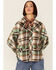 Saints & Hearts Women's Plaid Print Long Sleeve Shacket, Green, hi-res
