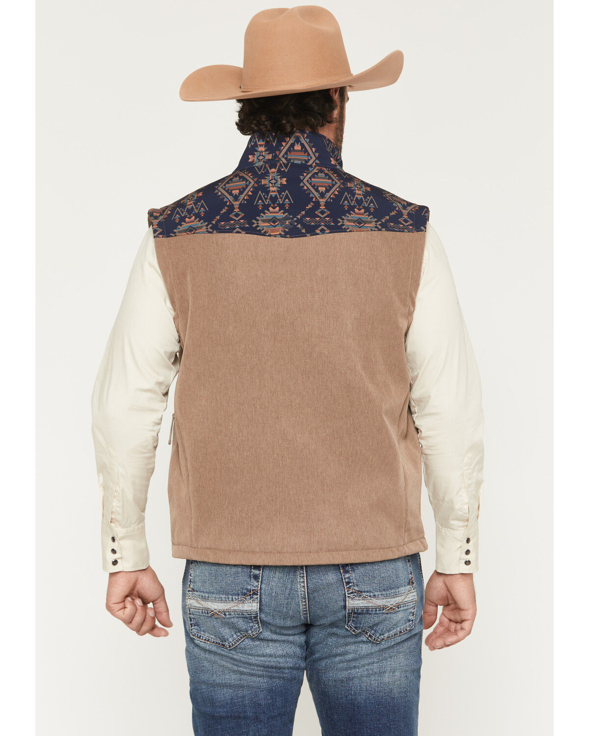 Image #4 - Hooey Men's Jackson Hole Southwestern Colorblock Softshell Vest, Brown, hi-res