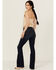 Image #3 - Shyanne Women's Luna High Rise Flare Stretch Denim Jeans, Dark Wash, hi-res