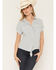 Image #1 - Shyanne Women's Featherlight Striped Short Sleeve Pearl Snap Woven Western Shirt, Light Blue, hi-res