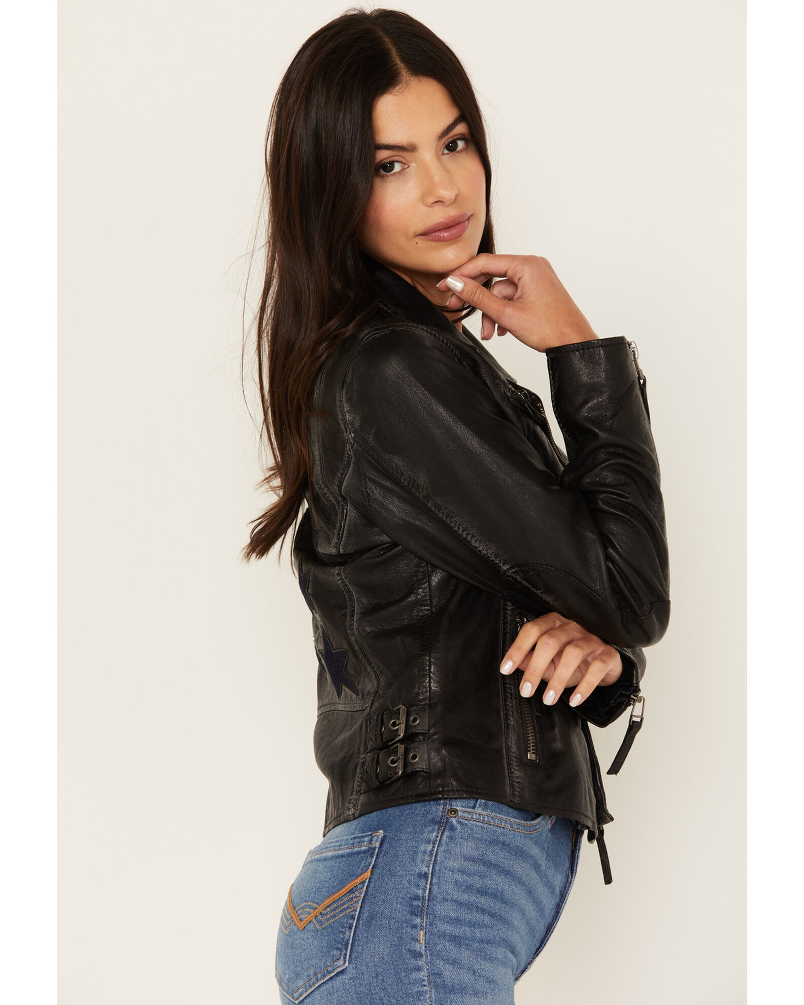 Product Name: Mauritius Women's Christy Scatter Star Leather Jacket