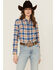 Image #1 - Shyanne Women's Plaid Print Long Sleeve Snap Flannel Shirt, Off White, hi-res