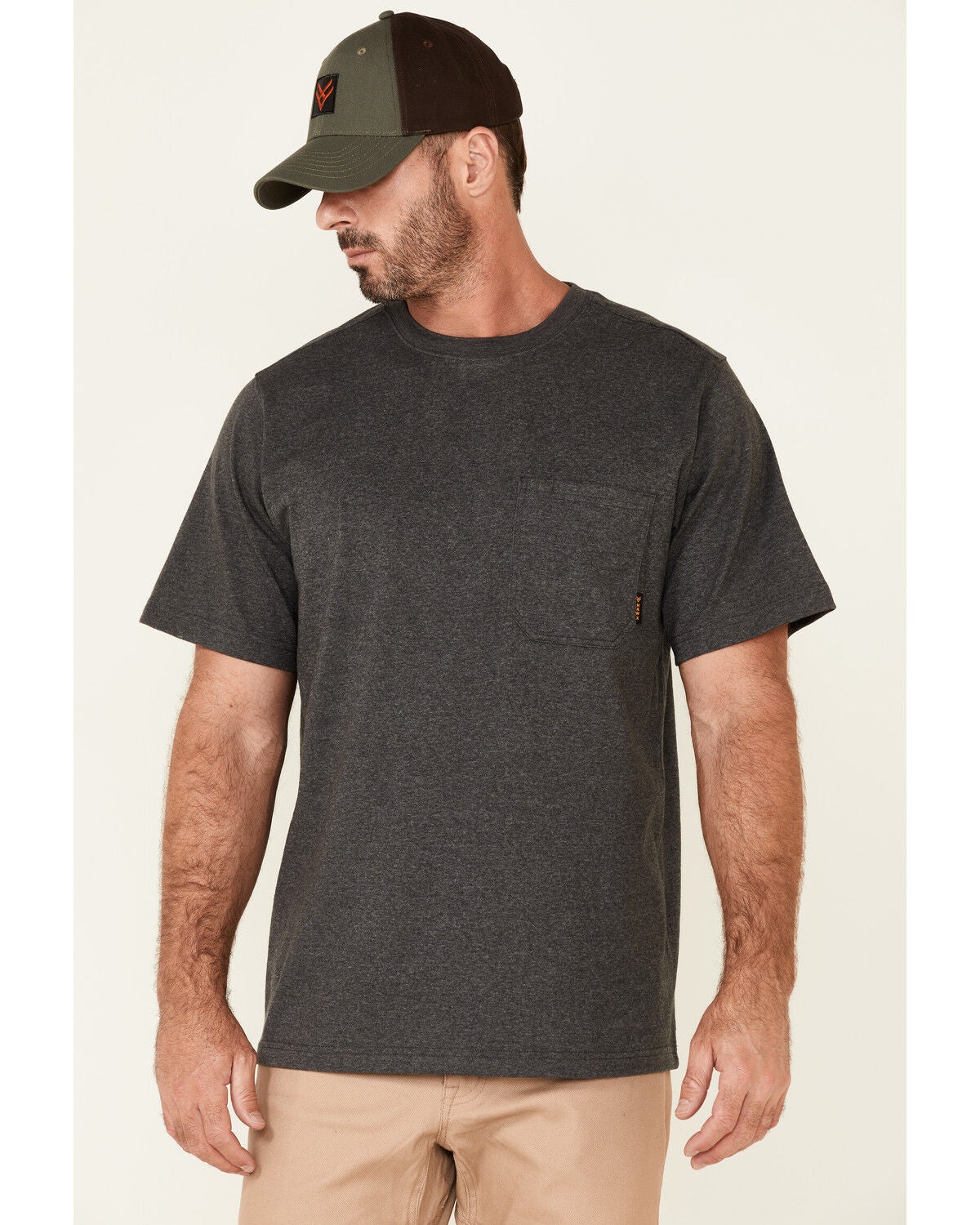 Hawx Men's Solid Charcoal Forge Short Sleeve Work Pocket T-Shirt - Big, Charcoal, hi-res