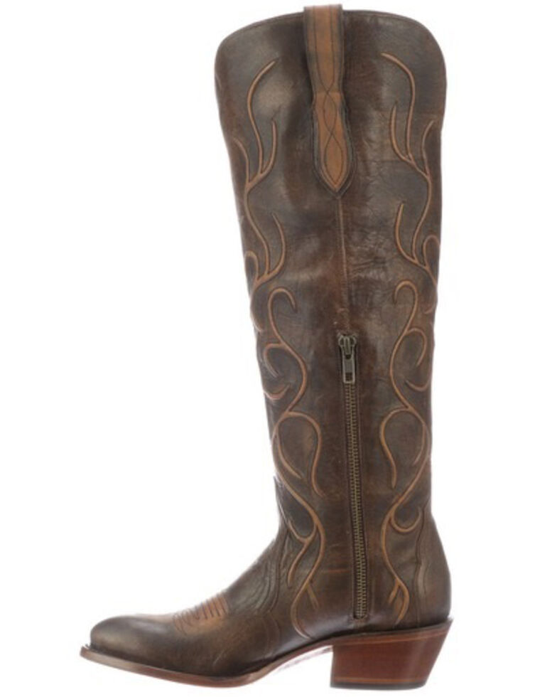 Lucchese Women's Peri Western Boots - Round Toe, Chocolate, hi-res