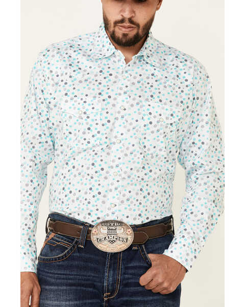 Image #3 - Wrangler 20X Men's Dot Geo Print Long Sleeve Snap Western Shirt , Blue, hi-res