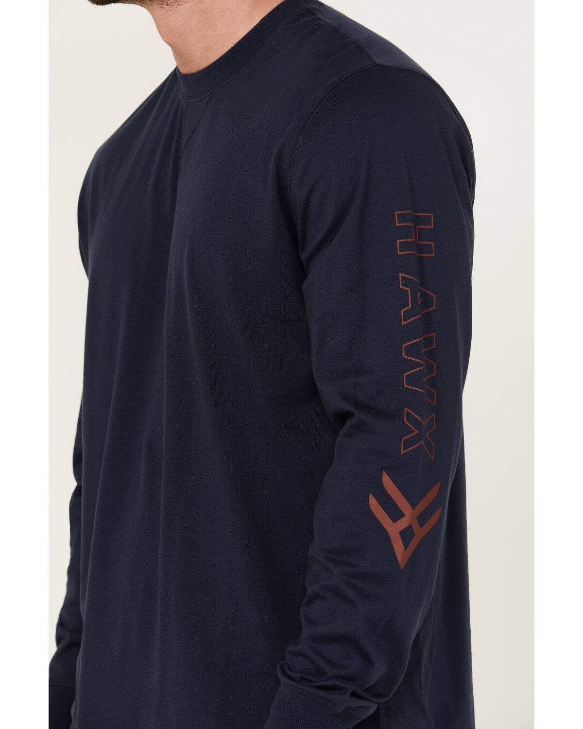 Image #3 - Hawx Men's Long Sleeve Knit Solid Logo Long Sleeve Work T-Shirt - Tall, Navy, hi-res