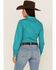 Roper Women's Geo Print Long Sleeve Snap Western Shirt, Blue, hi-res