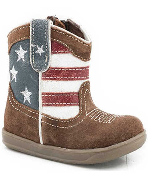 Image #1 - Roper Infant Boys American Cowbabies Western Boots - Round Toe, Brown, hi-res