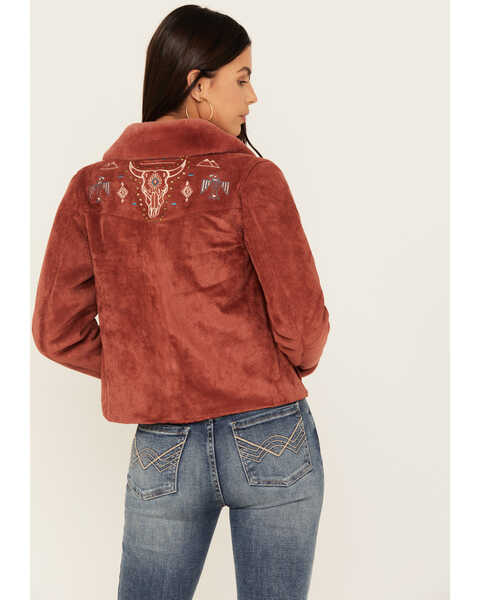 Rock & Roll Denim Women's Faux Suede Jacket , Rust Copper, hi-res