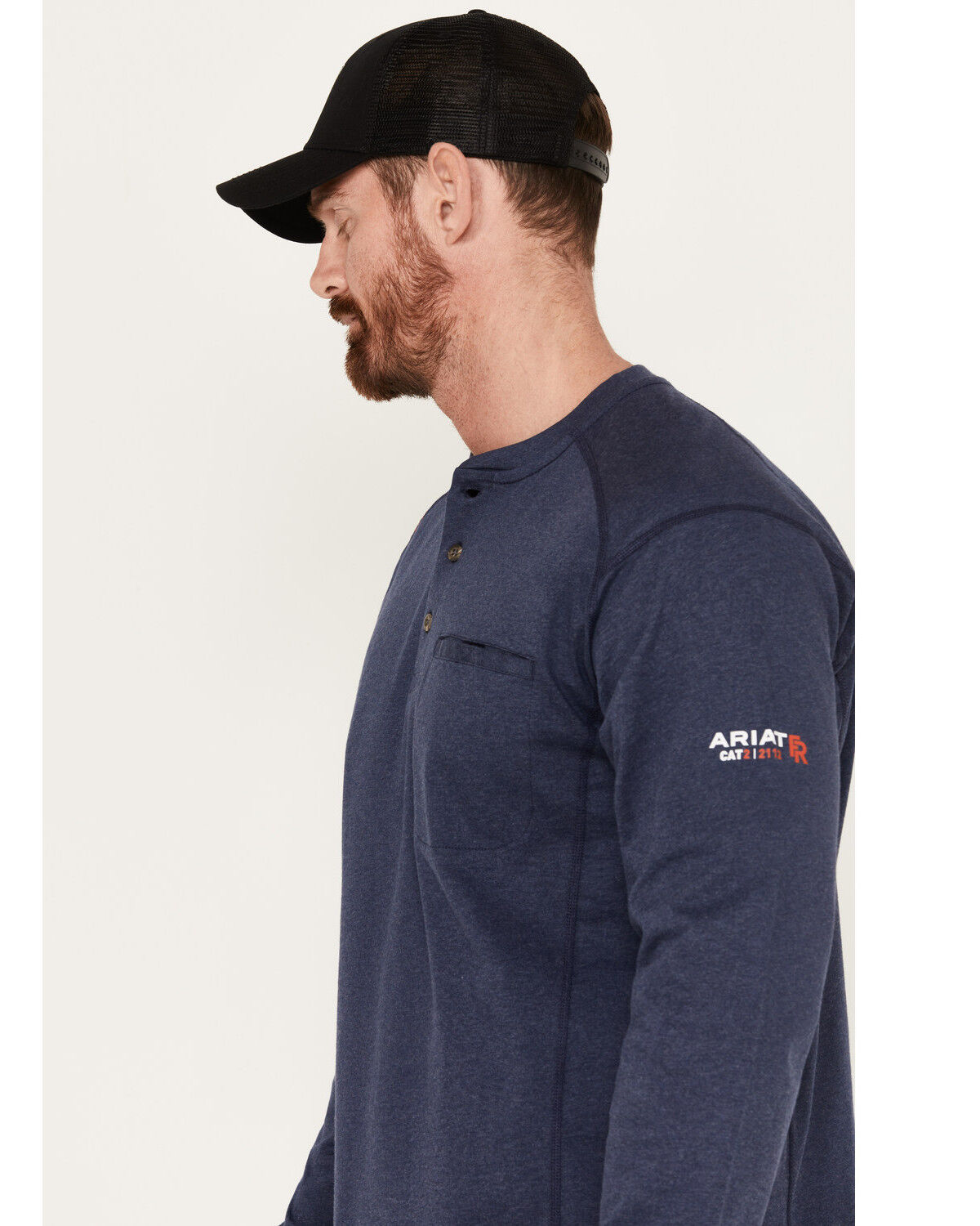 Image #3 - Ariat Men's Rebar FR Air Refinery Henley Long Sleeve Work Shirt - Tall, Navy, hi-res