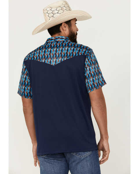 Image #4 - RANK 45® Men's Denton Color Block Short Sleeve Button-Down Polo Shirt , Dark Blue, hi-res