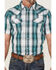 Gibson Men's Blue Horizon Plaid Short Sleeve Snap Western Shirt , Cream, hi-res