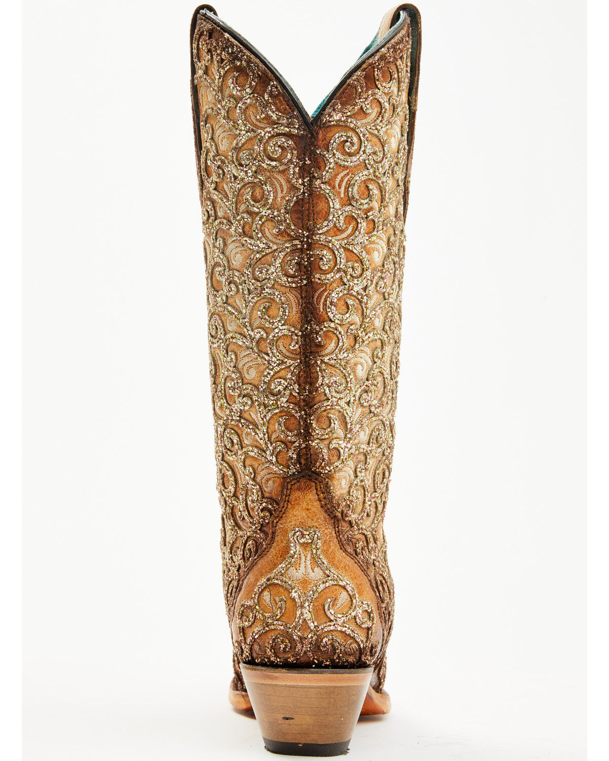 Image #5 - Corral Women's Saddle Glitter Overlay Triad Western Boots - Snip Toe, Brown, hi-res