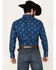 Image #4 - Ely Walker Men's Southwestern Print Long Sleeve Pearl Snap Western Shirt, Navy, hi-res