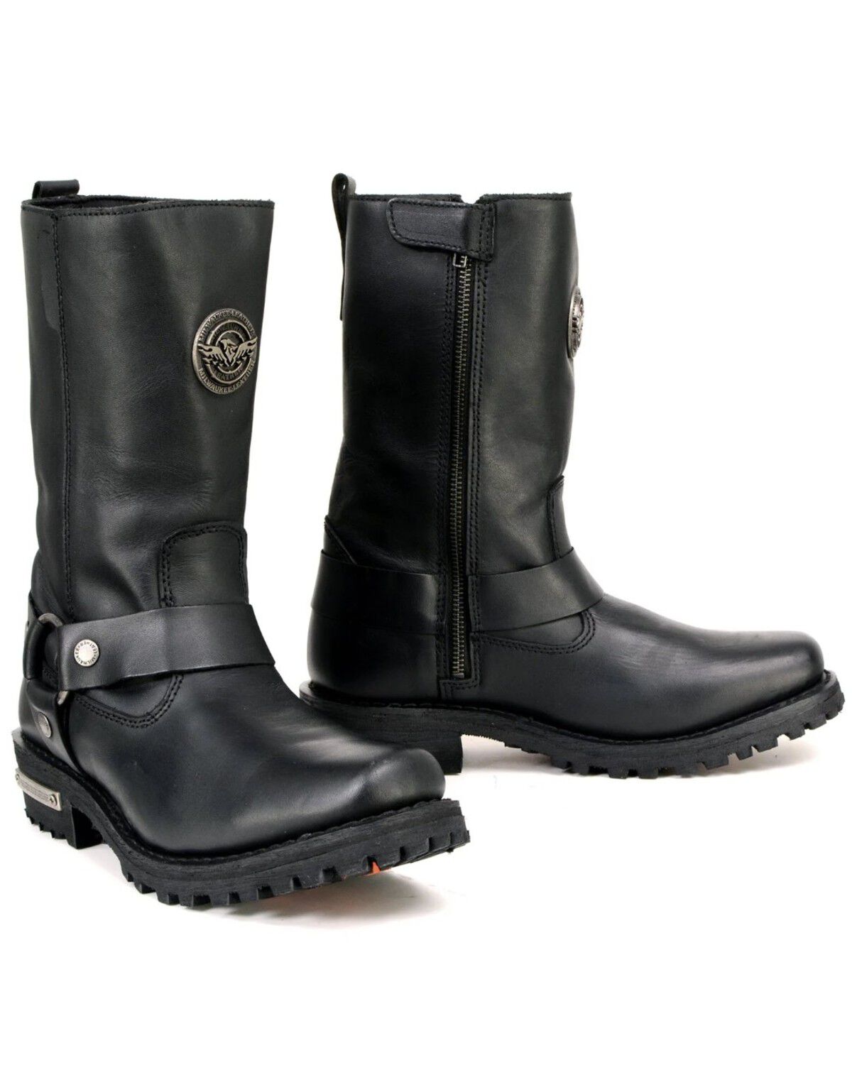 Milwaukee Leather Women's 11" Classic Harness Boots - Square Toe, Black, hi-res