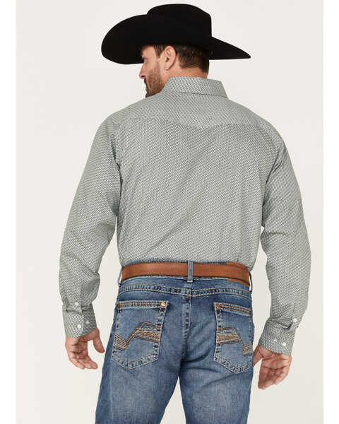 Image #4 - Panhandle Select Men's Geo Print Long Sleeve Button Down Shirt, Green, hi-res