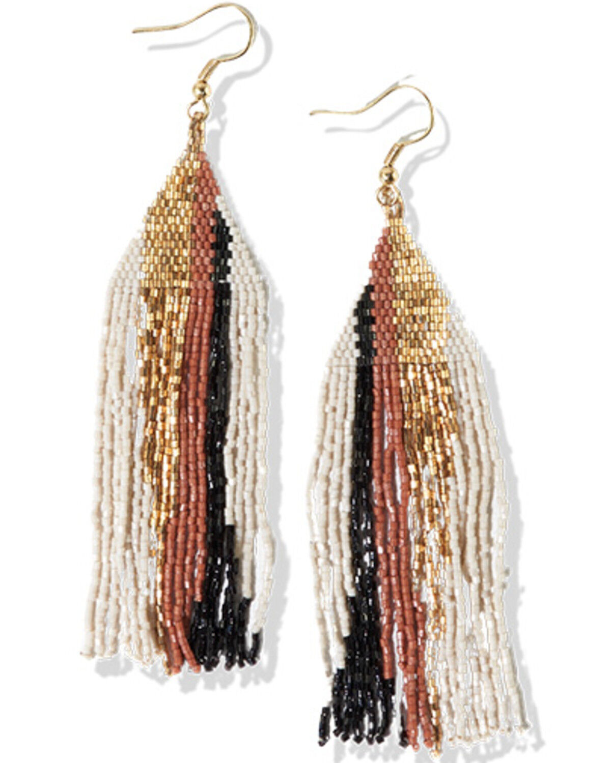 Image #1 - Ink + Alloy Women's Camielle Abstract Strip Beaded Mixed Metallic Fringe Earrings, Multi, hi-res
