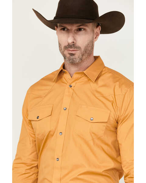 Image #2 - Gibson Men's Solid Long Sleeve Pearl Snap Western Shirt , Gold, hi-res