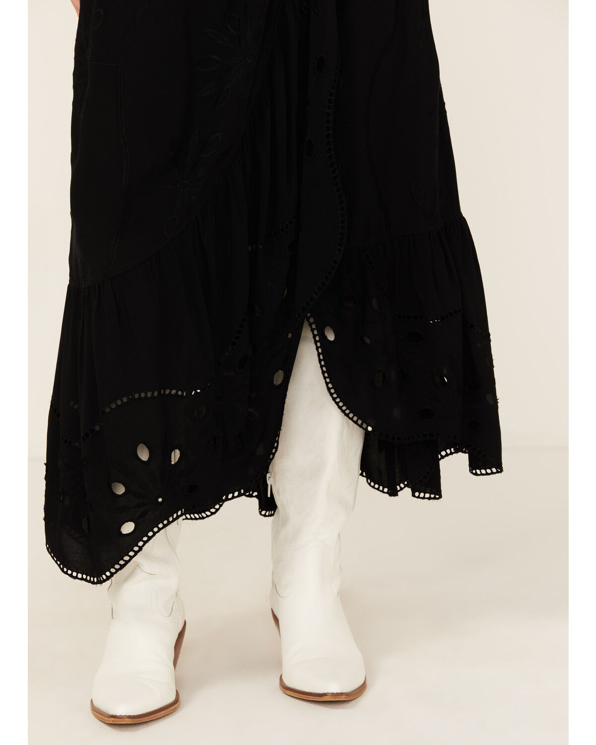 Image #2 - Beyond The Radar Women's Eyelet Midi Skirt, Black, hi-res