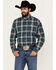 Image #1 - Cinch Men's Plaid Print Long Sleeve Button-Down Western Shirt, Teal, hi-res