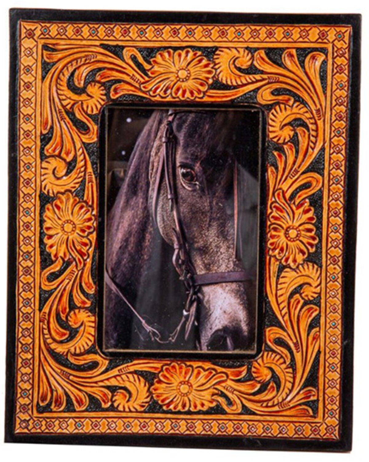 Image #2 - Myra Bag Classic Country Hand Tooled Photo Frame, Black, hi-res