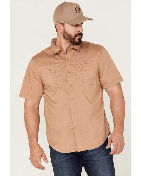 Image #1 - Brixton Men's Mojave Charter Solid Utility Button Down Western Shirt , Tan, hi-res