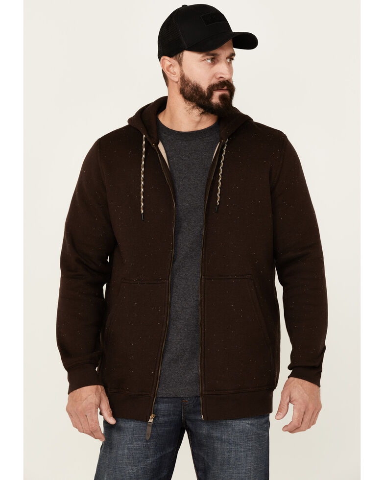 Moonshine Spirit Men's Brown Koa Wood Zip-Front Hooded Sweatshirt , Brown, hi-res